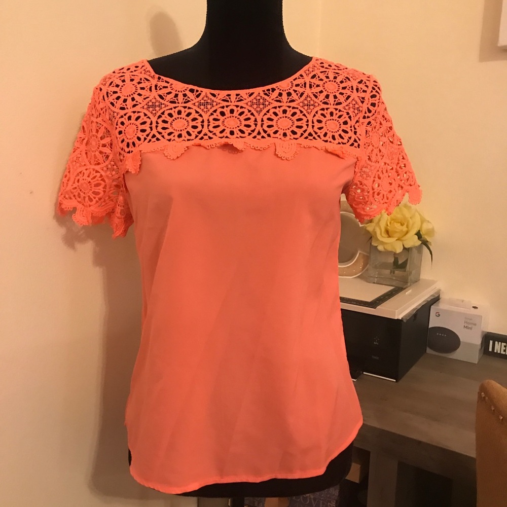 Roly Poly Agaci Neon Orange Crochet Top